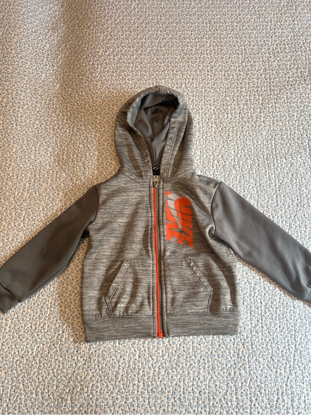 Nike Kids Gray Zip Hoodie with Logo